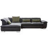 ECKSOFA Schwarz Chenille  - Chromfarben/Schwarz, Design, Textil (242/313cm) - Xora