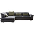 ECKSOFA Schwarz Chenille  - Chromfarben/Schwarz, Design, Textil (242/313cm) - Xora