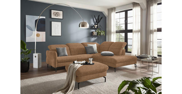 ECKSOFA in Flachgewebe Braun 299-313/233 cm - Schwarz/Braun, Design, Textil/Metall (299-313/233cm) - Dieter Knoll