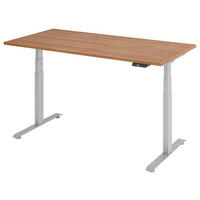 SCHREIBTISCH 160/80/64,5-129,5 cm  in Silberfarben, Nussbaumfarben  - Silberfarben/Nussbaumfarben, KONVENTIONELL, Holzwerkstoff/Metall (160/80/64,5-129,5cm) - Venda