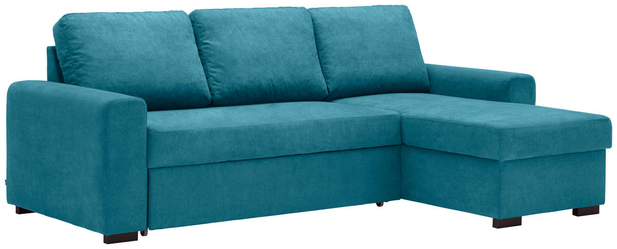 ECKSOFA inkl.Funktionen Petrol Webstoff  - Petrol/Schwarz, Design, Textil (245/160cm) - Xora