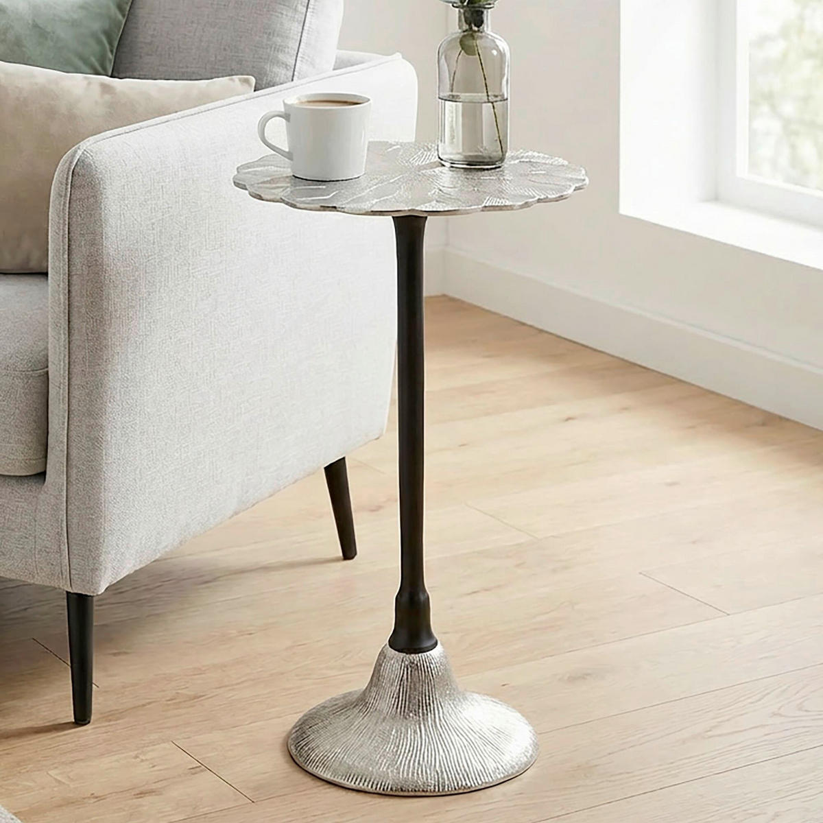 BEISTELLTISCH Silberfarben rund  - Silberfarben, Design, Metall (29/54/29cm) - Livetastic