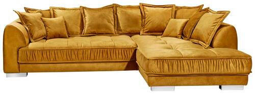 ECKSOFA Goldfarben Mikrovelours  - Silberfarben/Goldfarben, Basics, Kunststoff/Textil (194/308cm) - MID.YOU