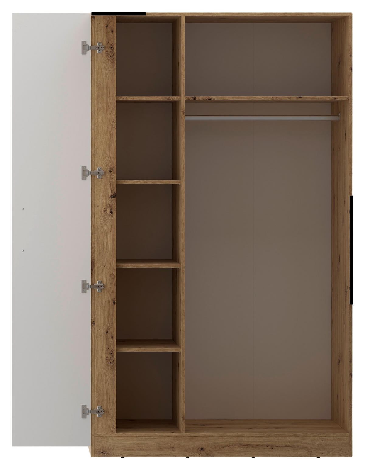 ECKSCHRANK 150/205/120 cm Weiß, Eiche Artisan  - Alufarben/Weiß, MODERN, Holzwerkstoff (150/205/120cm) - Ondega