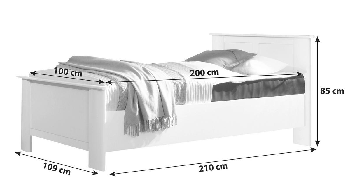 BETT 100/200 cm  in Weiß  - Weiß, KONVENTIONELL (100/200cm) - Boxxx