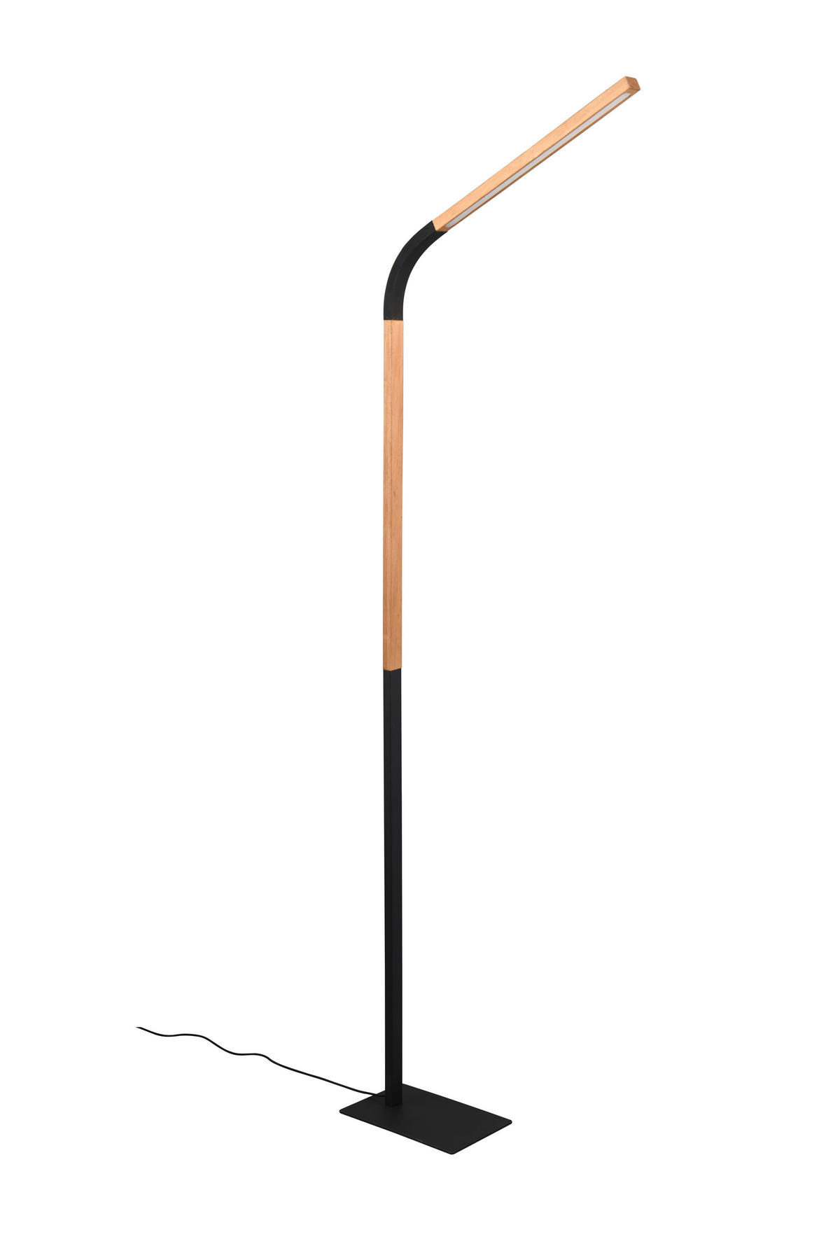 LED STOJACÍ LAMPA, 169,5 cm - černá/přírodní barvy, Basics, kov/dřevo (169,5cm)