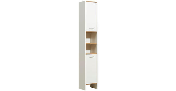 HOCHSCHRANK 33/195,5/28 cm - Eichefarben/Alufarben, KONVENTIONELL, Holzwerkstoff/Kunststoff (33/195,5/28cm) - Carryhome