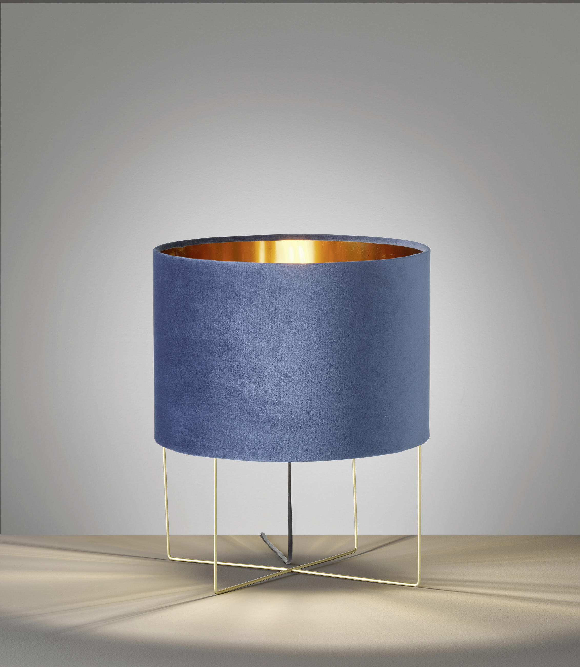 TISCHLEUCHTE Aura 35/43 cm   - Blau/Goldfarben, Trend, Textil/Metall (35/43cm) - Fischer & Honsel