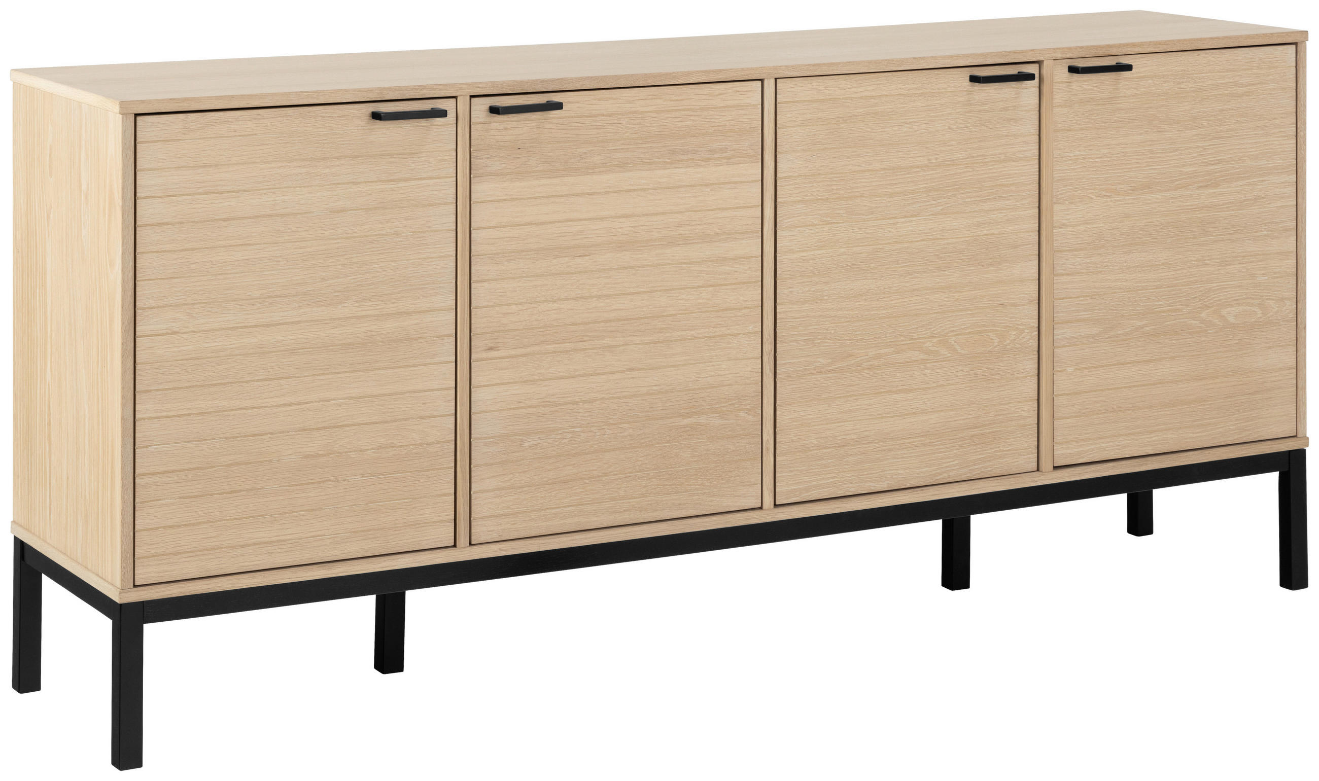 XXXLutz Sideboard Kensington Schwarz, Eiche 180x80x40 cm