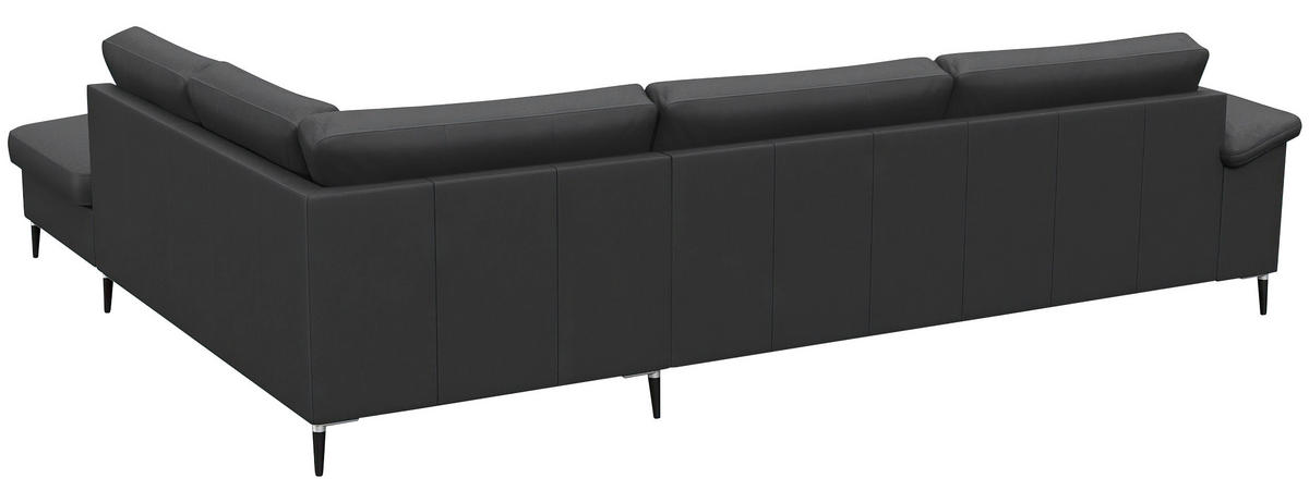 Freisteller von Livetastic ECKSOFA Schwarz Echtleder.
