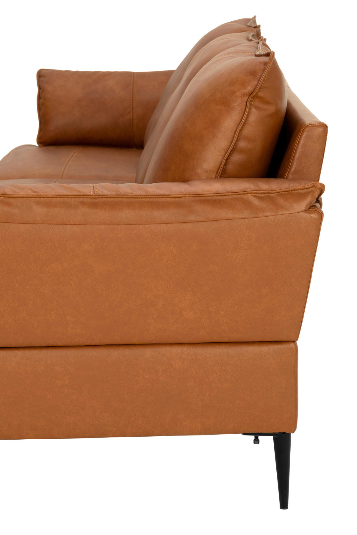 ECKSOFA Rostfarben Echtleder  - Rostfarben/Schwarz, Design, Leder/Metall (233/153cm) - Livetastic