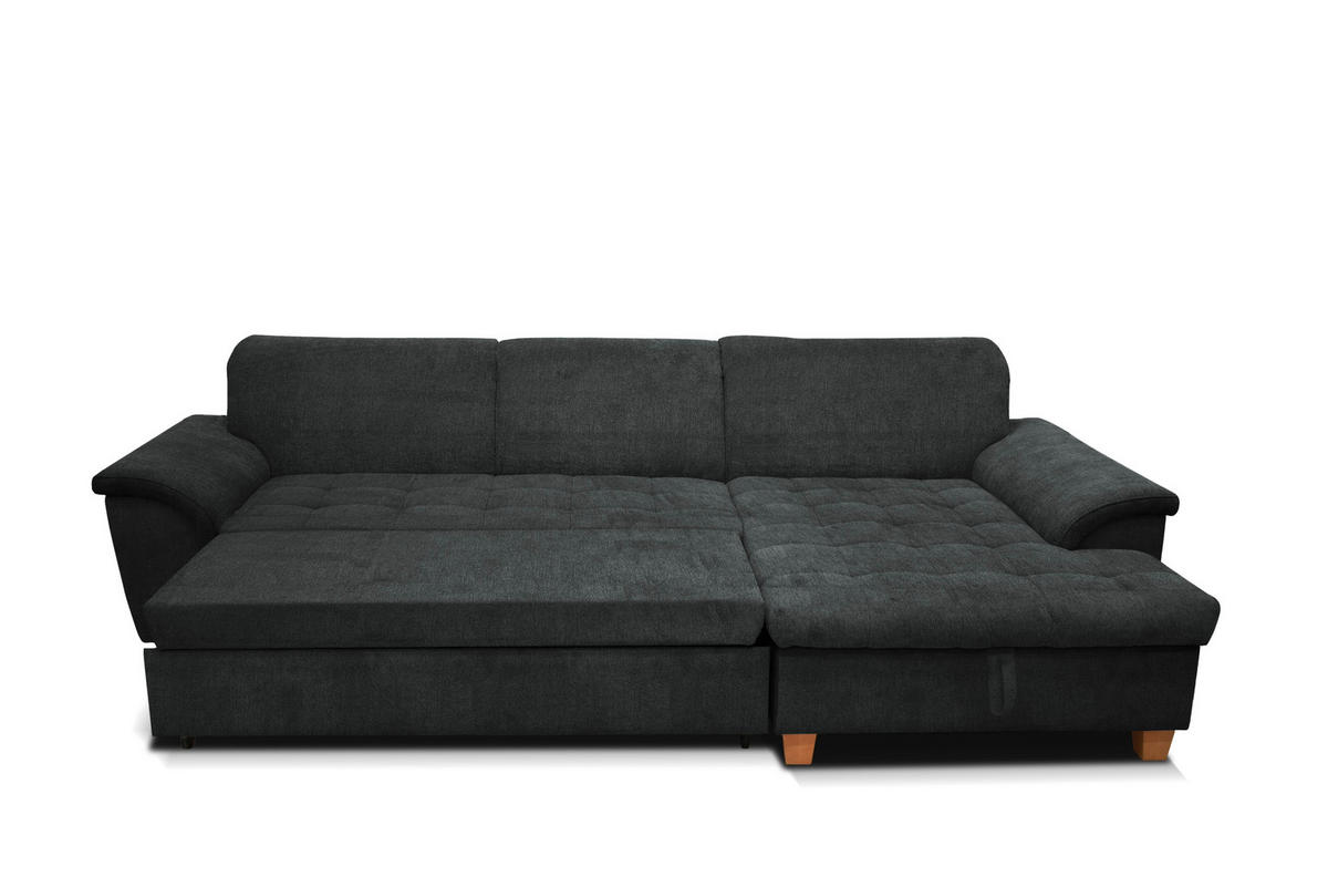 ECKSOFA Dunkelgrau Mikrofaser  - Eichefarben/Dunkelgrau, KONVENTIONELL, Holz/Textil (279/170cm) - MID.YOU