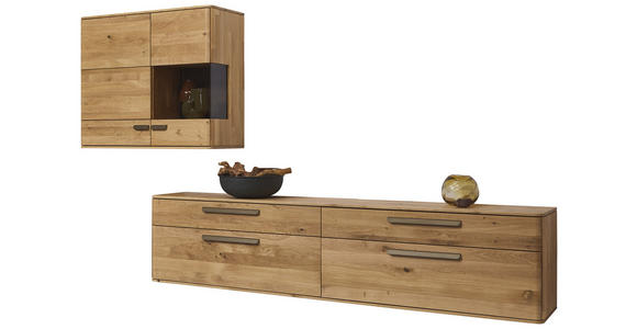 WOHNWAND  in Wildeiche  302,9/190/37,1 cm  - Wildeiche/Bronzefarben, Natur, Glas/Holz (302,9/190/37,1cm) - Valnatura