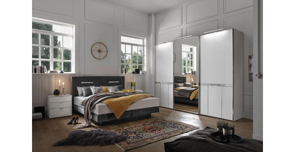 SCHWEBETÜRENSCHRANK in Weiß - Chromfarben/Weiß, LIFESTYLE, Glas/Holzwerkstoff (280/222/68cm) - Dieter Knoll