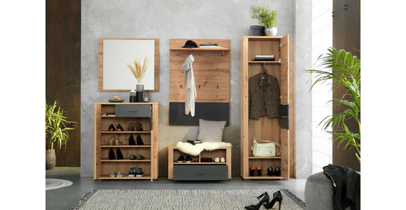 GARDEROBE  in 230/195/45 cm  - Anthrazit/Eiche Artisan, KONVENTIONELL, Glas/Holzwerkstoff (230/195/45cm) - Xora