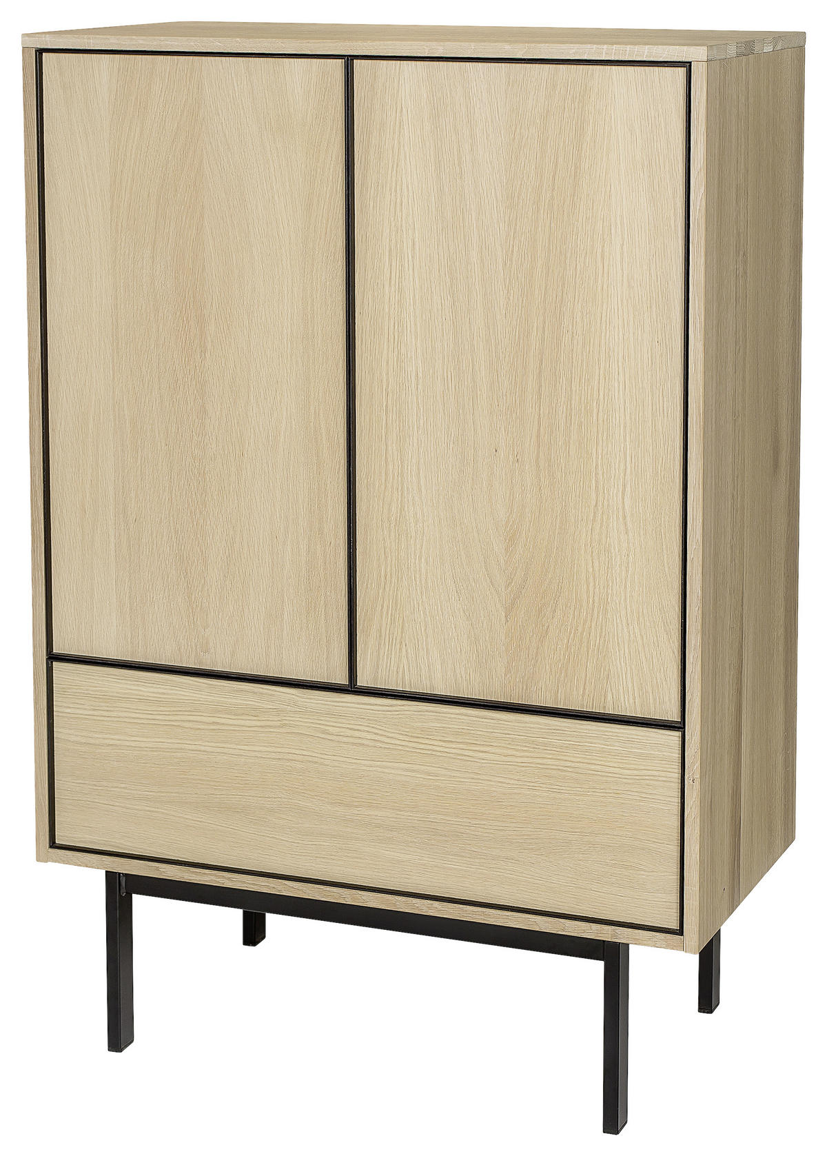 HIGHBOARD  in 90/135/45 cm  - Eichefarben/Schwarz, Design, Holz/Metall (90/135/45cm) - MID.YOU
