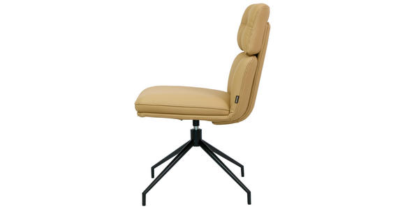 STUHL Echtleder Schwarz, Karamell  - Karamell/Schwarz, Design, Leder/Metall (50/92/64,5cm) - Dieter Knoll