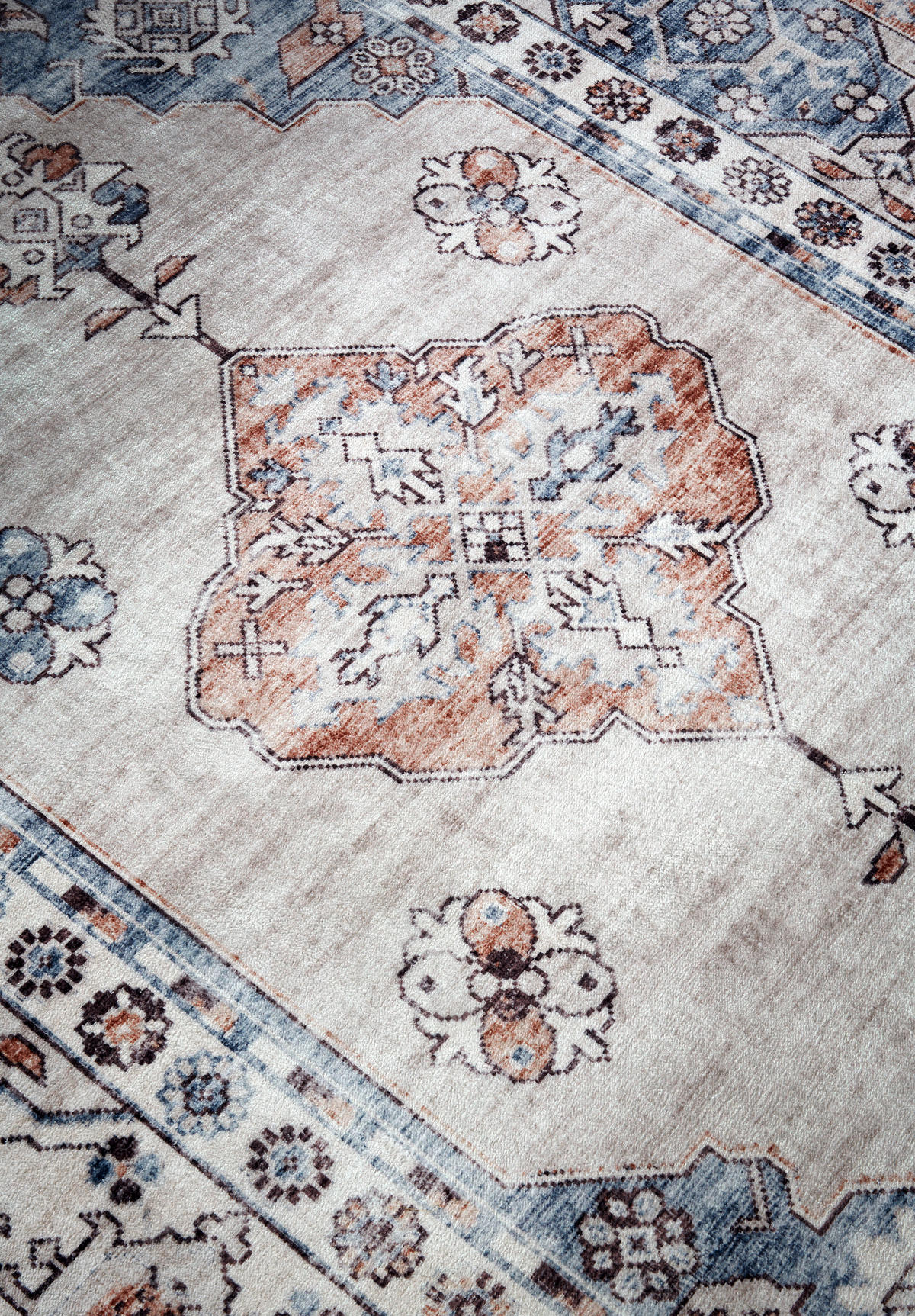 VINTAGE-TEPPICH 80/150 cm Asya Dunkelblau, Kupferfarben  - Dunkelblau/Kupferfarben, Design, Kunststoff (80/150cm)