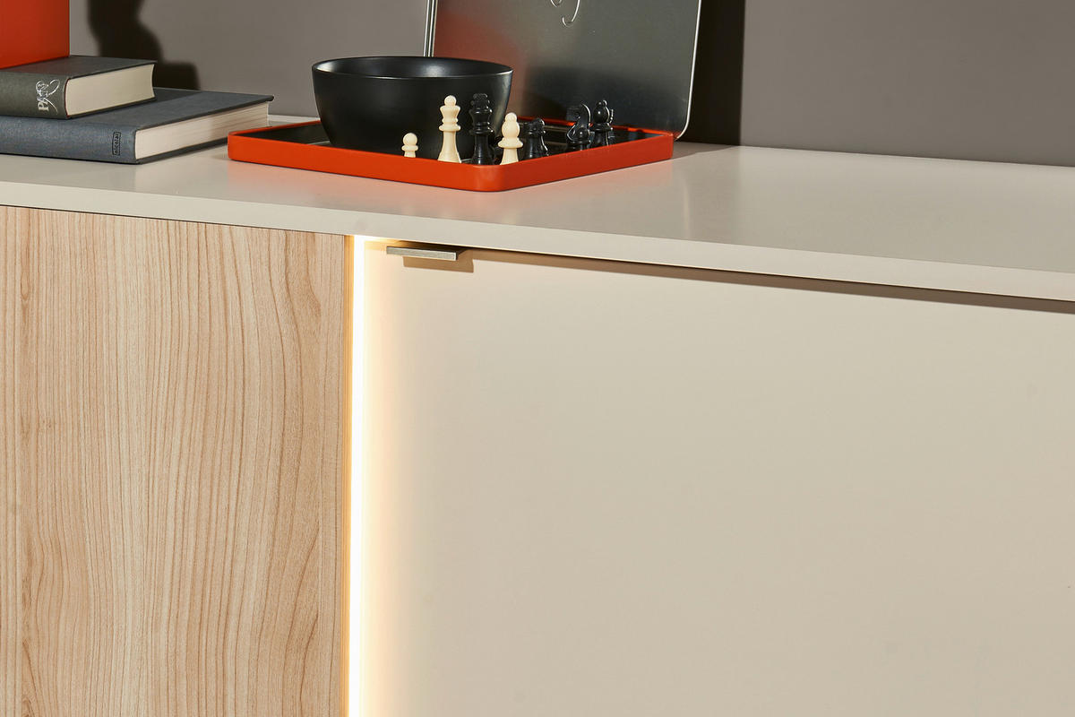 WOHNWAND  in Kaschmir  238/202/40 cm  - Kaschmir/Silberfarben, Design, Holzwerkstoff/Kunststoff (238/202/40cm) - MID.YOU