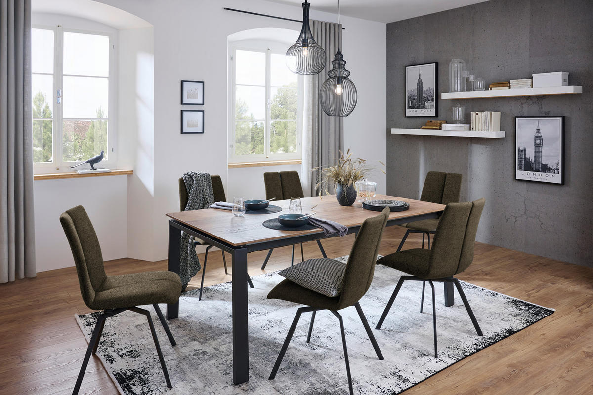 STUHL  Lederauswahl, Stoffauswahl, Typenauswahl Struktur  - Anthrazit/Braun, Design, Textil/Metall (50/92/64cm) - Venjakob