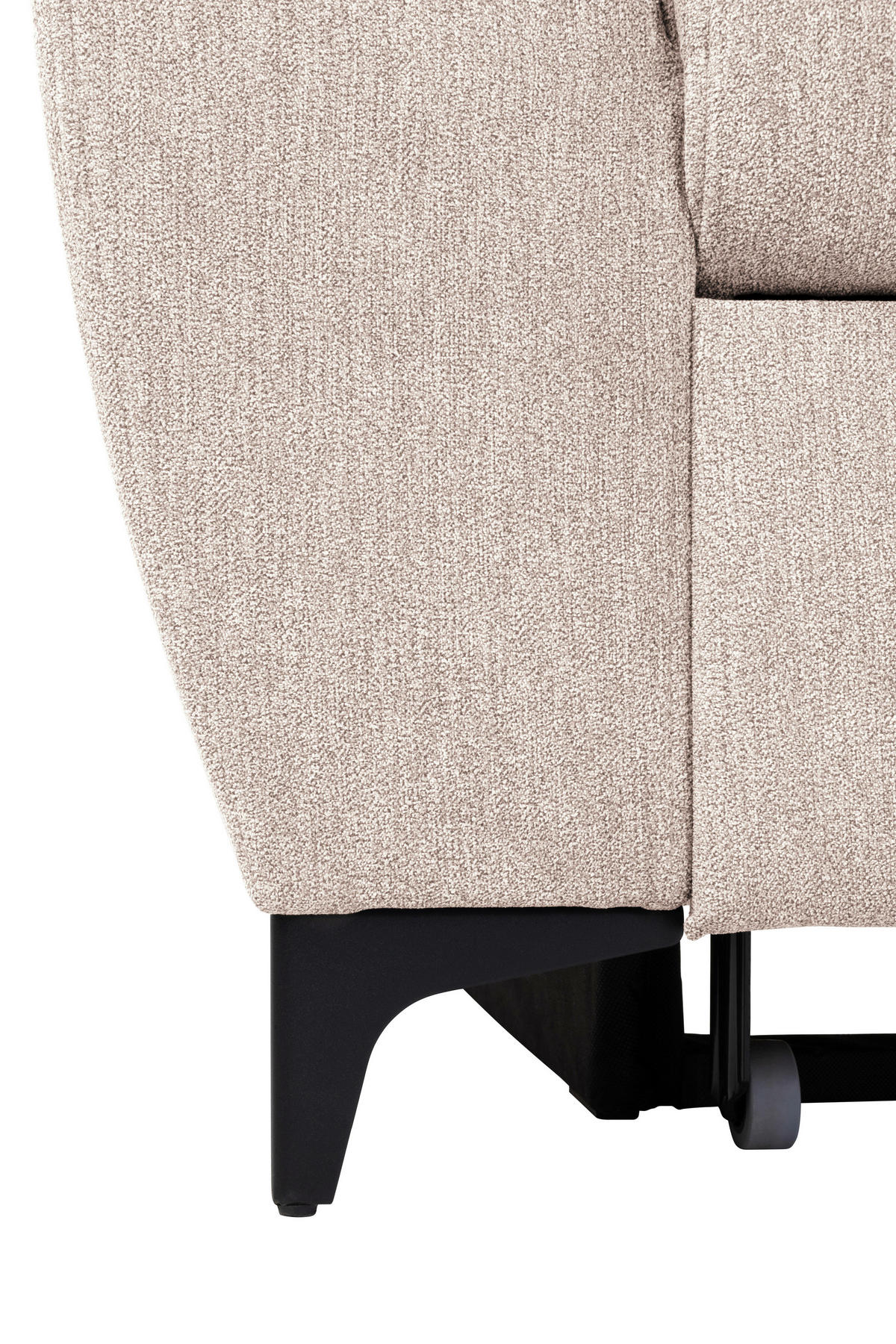 ECKSOFA Creme Velours  - Creme/Schwarz, KONVENTIONELL, Textil/Metall (255/217cm) - Carryhome