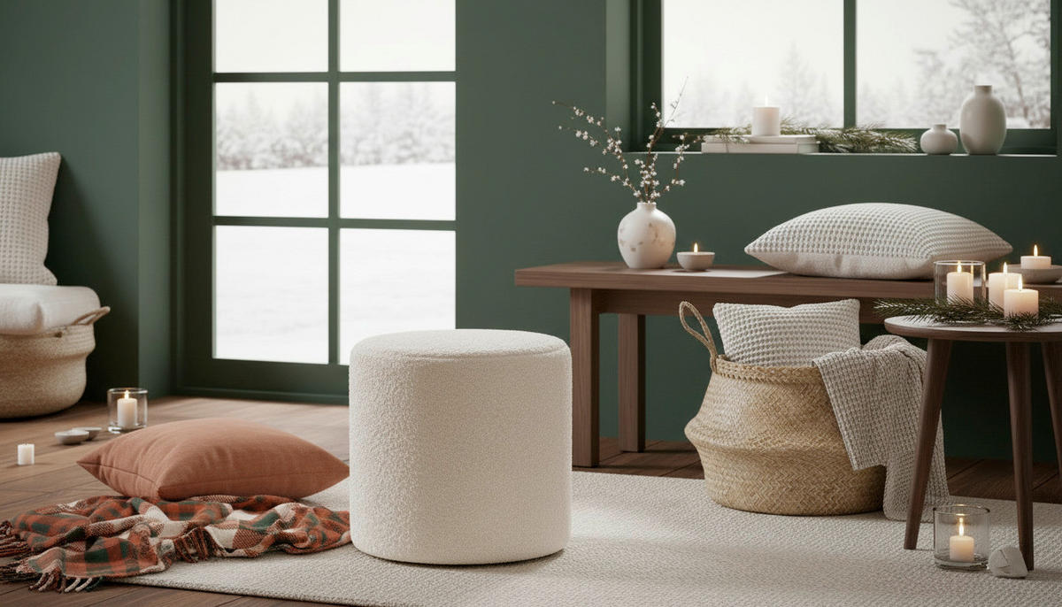POUF Teddystoff Uni Beige  - Beige, Trend, Holzwerkstoff/Textil (35/35cm) - Novel
