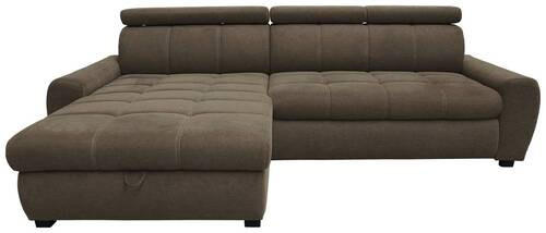 ECKSOFA inkl.Funktionen Dunkelbraun Webstoff  - Dunkelbraun/Schwarz, Design, Kunststoff/Textil (276/173cm) - Stylife