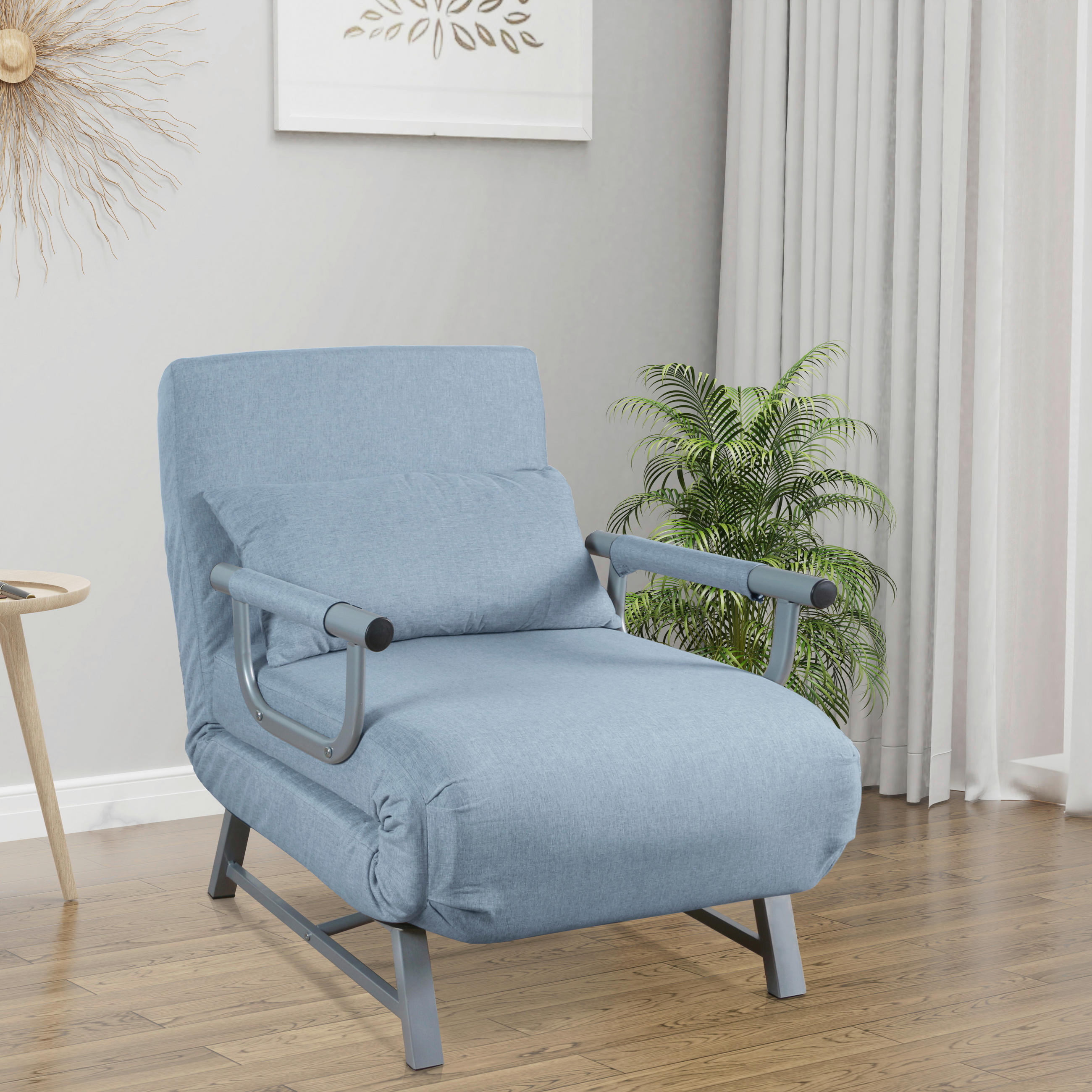 SCHLAFSESSEL Flachgewebe Blau    - Blau/Grau, MODERN, Textil/Metall (64/95/78cm) - MID.YOU