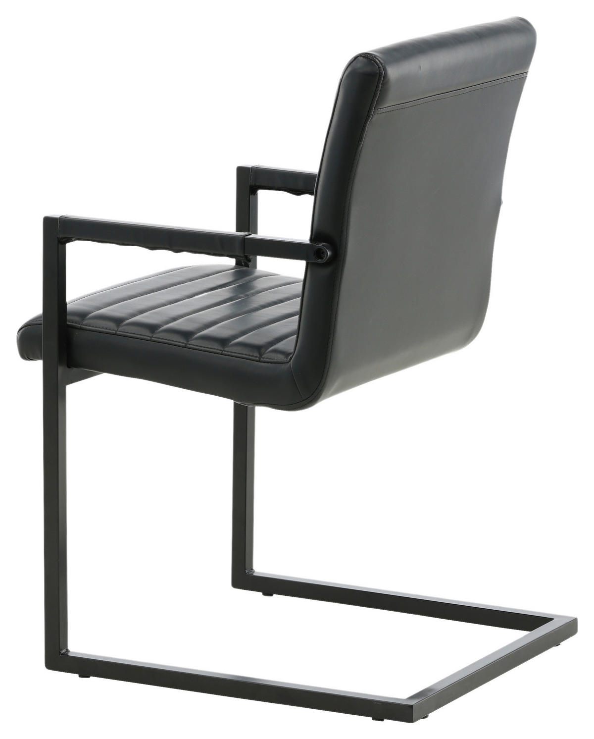 ARMLEHNSTUHL-SET 2 Stück  in Stahl Lederlook (vegan)  - Schwarz, Design, Textil/Metall (54/88/63cm) - Livetastic