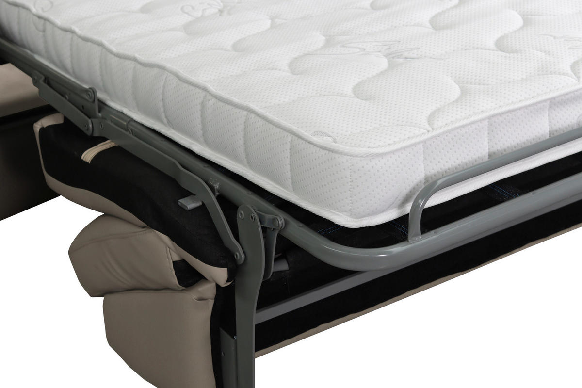 SCHLAFSOFA in Textil, Leder Greige  - Greige/Schwarz, Konventionell, Leder/Textil (190/87/100cm) - Celina Home