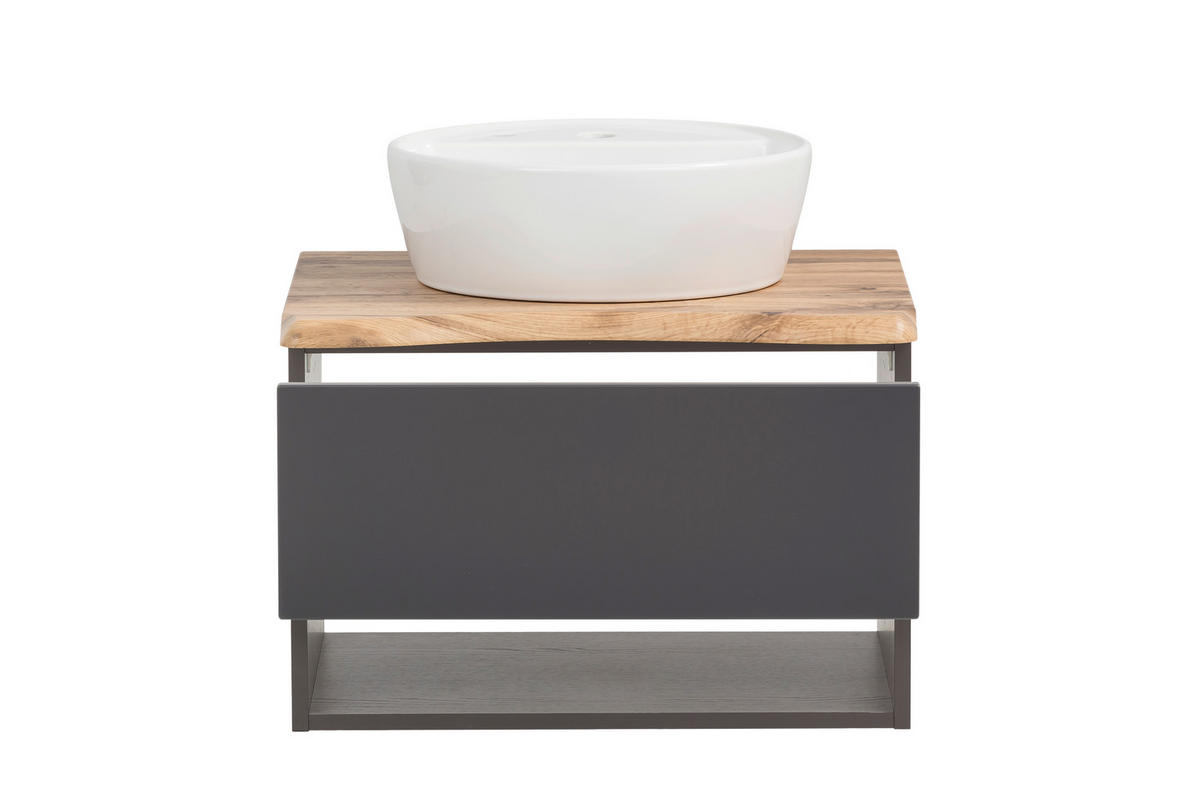 WASCHTISCHKOMBI 61 cm  - Eiche Wotan/Graphitfarben, Natur, Keramik/Holzwerkstoff (61cm) - Xora
