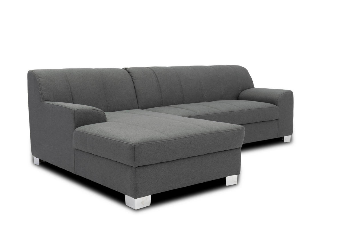 ECKSOFA CAPRI Grau Struktur  - Chromfarben/Grau, KONVENTIONELL, Textil/Metall (152/239cm) - MID.YOU