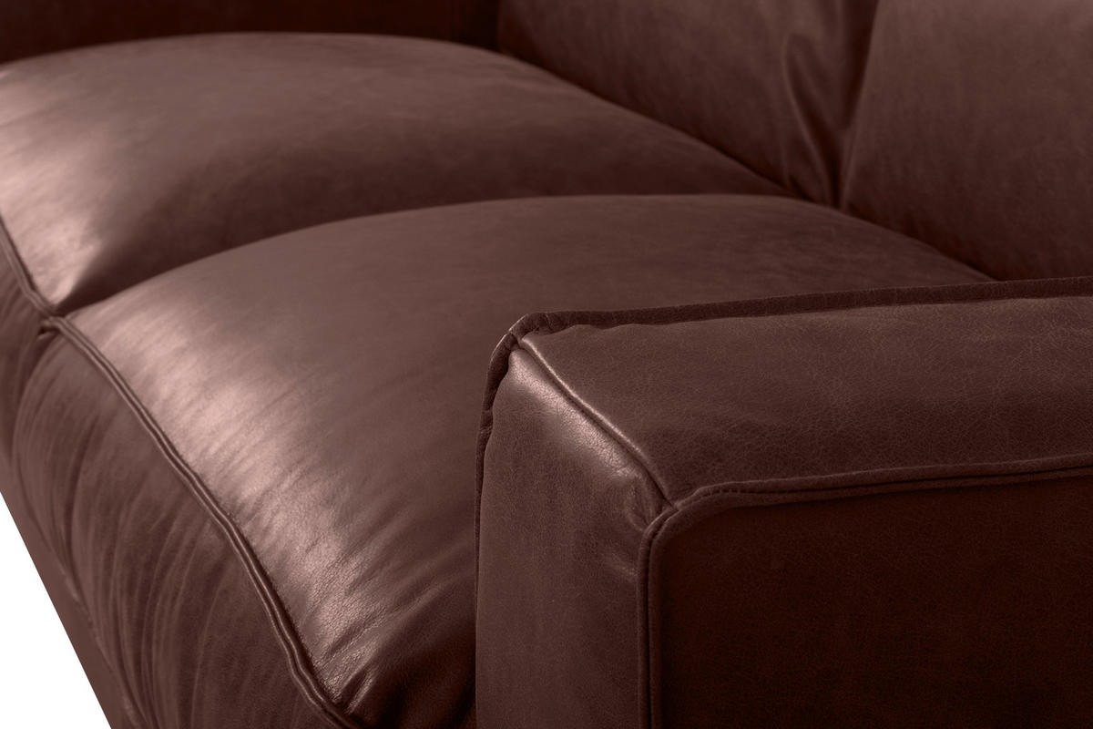 SCHLAFSOFA in Echtleder Braun  - Dunkelbraun/Braun, Design, Leder/Holz (203/85/99cm) - MID.YOU