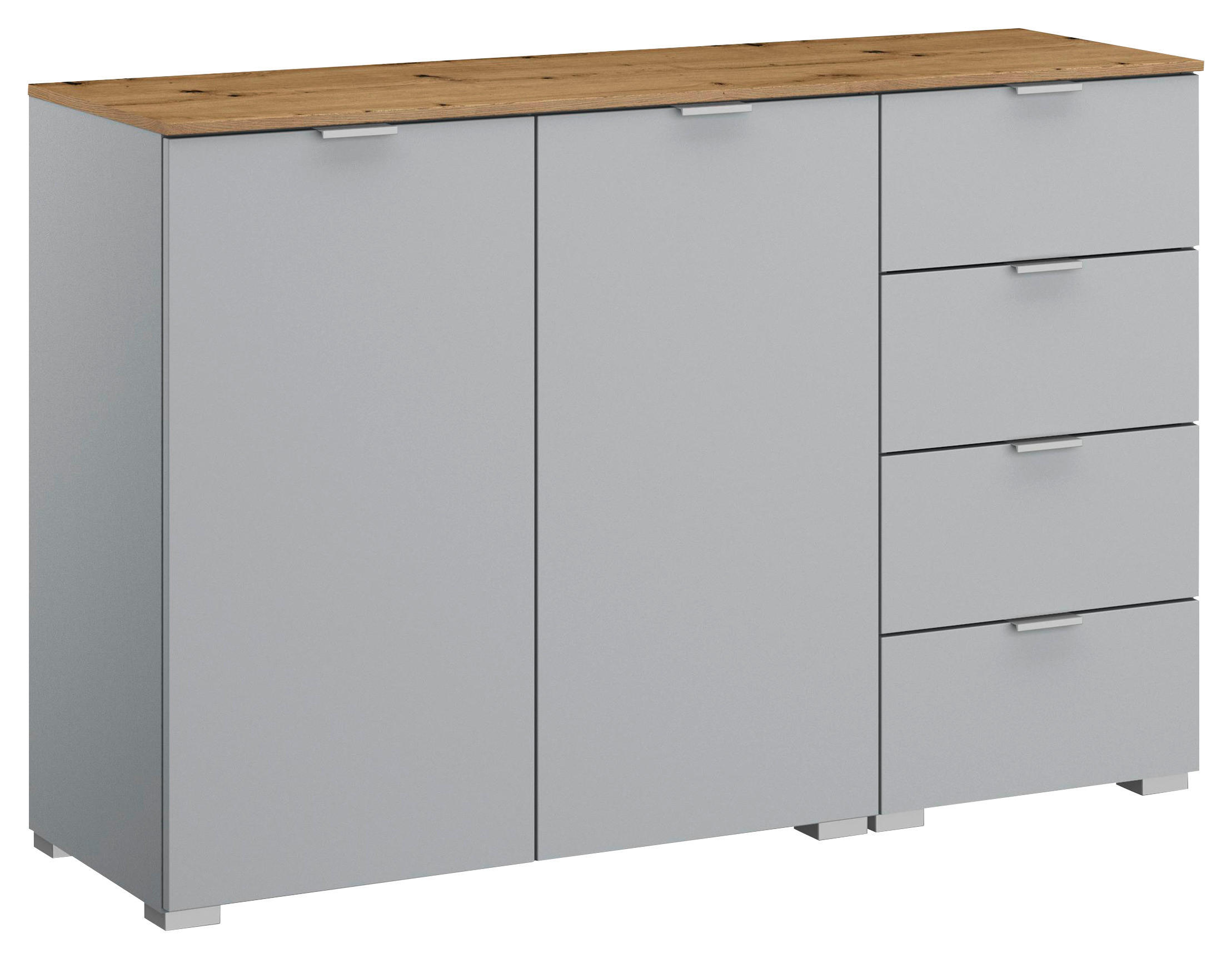 SIDEBOARD  in 120/81/42 cm  - Eichefarben/Alufarben, Trend, Holzwerkstoff/Kunststoff (120/81/42cm) - Stylife