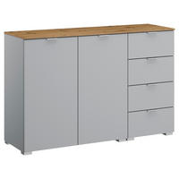 SIDEBOARD 120/81/42 cm Grau, Eichefarben  - Eichefarben/Alufarben, Trend, Holzwerkstoff/Kunststoff (120/81/42cm) - Stylife