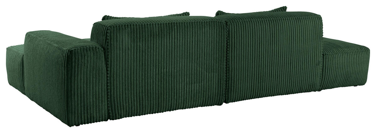 ECKSOFA BILLUND Dunkelgrün Cord Nierenkissen  - Dunkelgrün/Schwarz, KONVENTIONELL, Kunststoff/Textil (294/165cm) - Livetastic