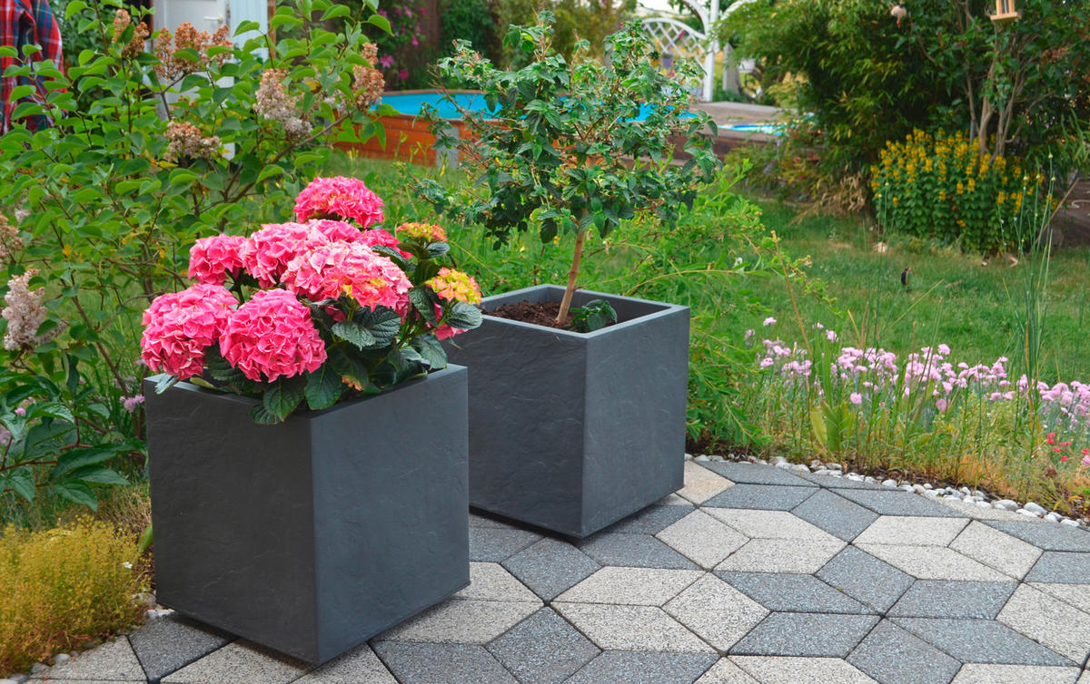 BLUMENKASTEN  - Anthrazit, Basics, Kunststoff (39/43/39cm) - Ambia Garden
