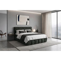 BOXBETT 180/200 cm,  in Grün, gepolstertes Kopfteil, Bettkasten, Topper, Matratzen, H3 + H3 = fest  - Schwarz/Grün, Design, Kunststoff/Textil (180/200cm) - Chameo