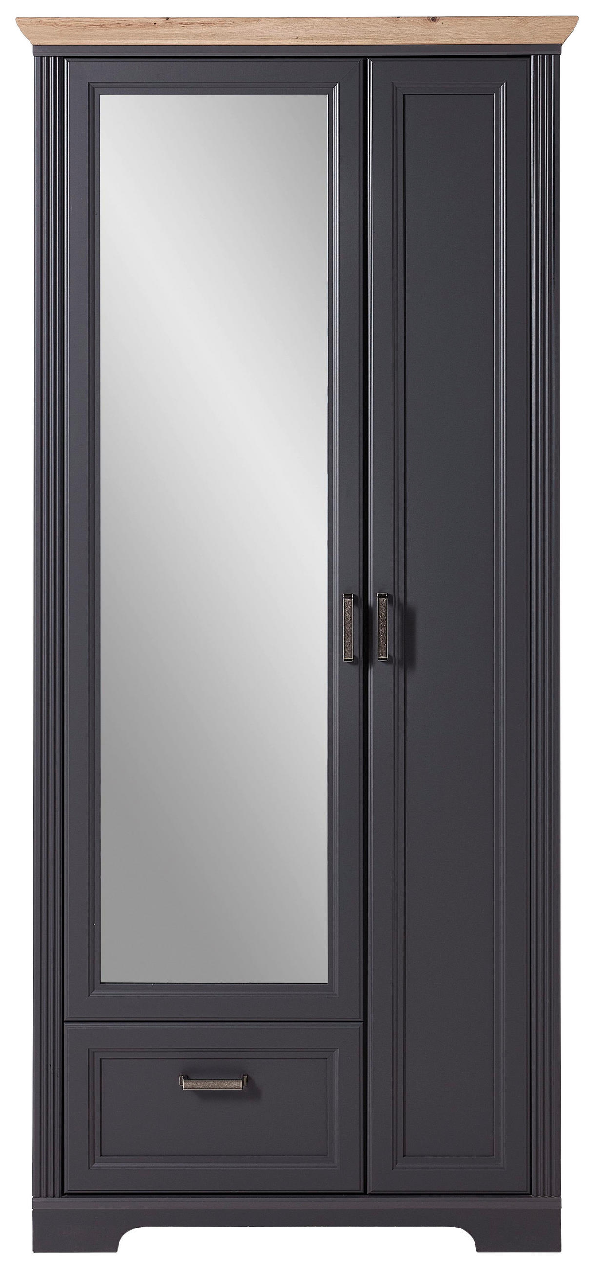 GARDEROBENSCHRANK  in 93/204/41 cm  - Graphitfarben, ROMANTIK / LANDHAUS, Glas/Holzwerkstoff (93/204/41cm) - Landscape