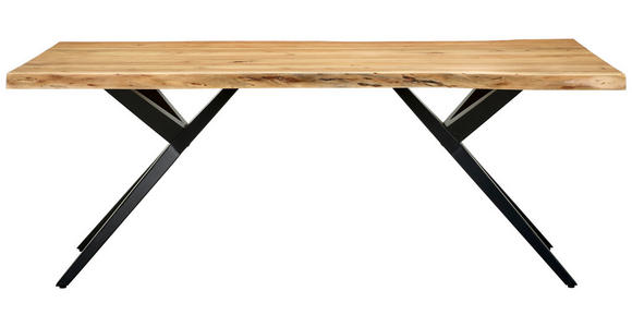 ESSTISCH in Holz, Metall 200/100/76 cm  - Schwarz/Akaziefarben, LIFESTYLE, Holz/Metall (200/100/76cm) - Landscape