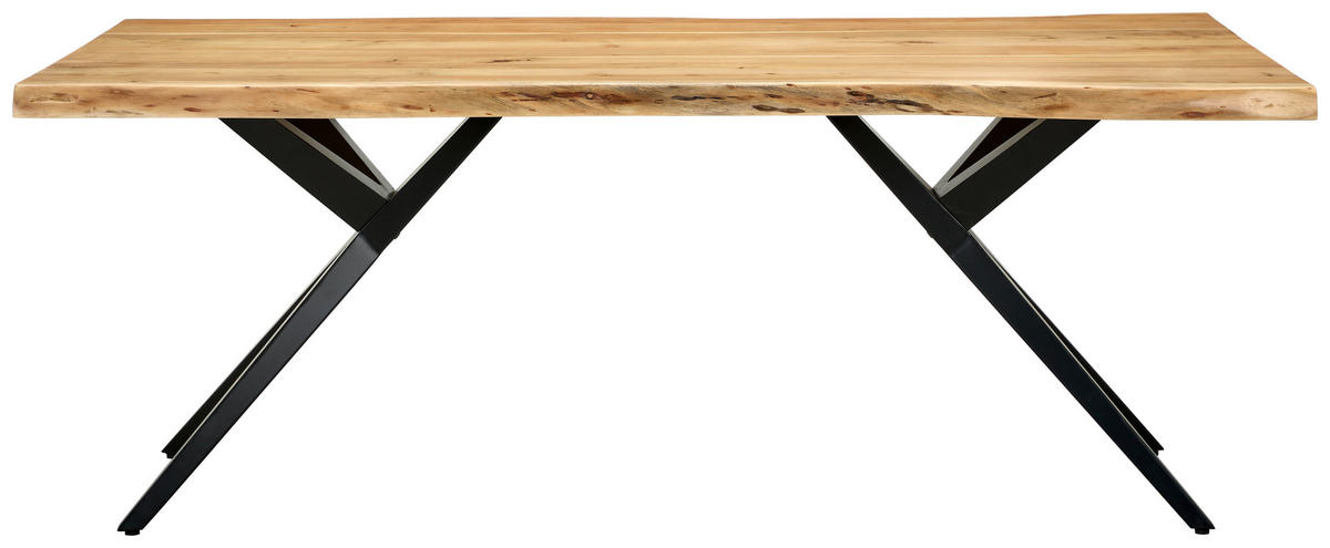 ESSTISCH in Holz, Metall 200/100/76 cm  - Schwarz/Akaziefarben, LIFESTYLE, Holz/Metall (200/100/76cm) - Landscape