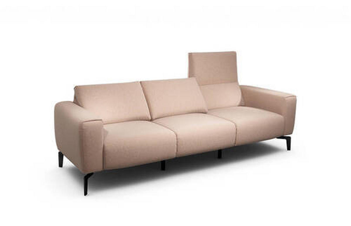 3-SITZER-SOFA in Chenille Rosa  - Schwarz/Rosa, Design, Textil/Metall (250/86/86-94cm) - SENSOO