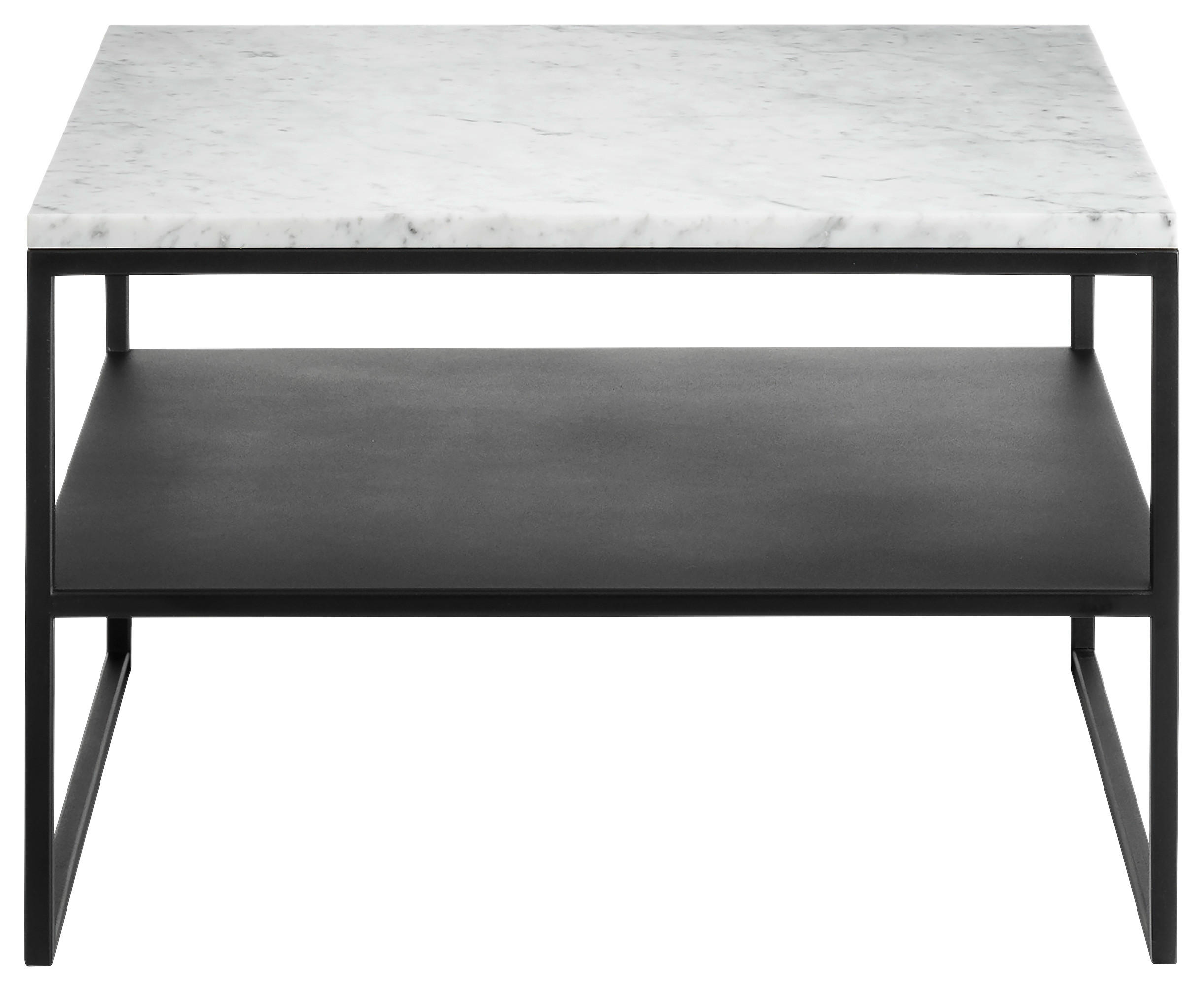 COUCHTISCH in Metall, Stein 65/65/41 cm  - Schwarz/Weiß, Design, Stein/Metall (65/65/41cm) - Johann Jakob