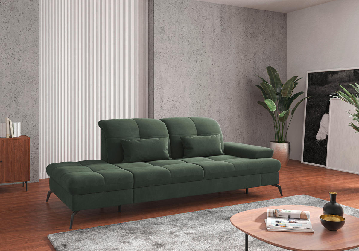 RÉCAMIERE Grün Flachgewebe  - Schwarz/Grün, KONVENTIONELL, Textil/Metall (231/90/122cm) - Sit & More