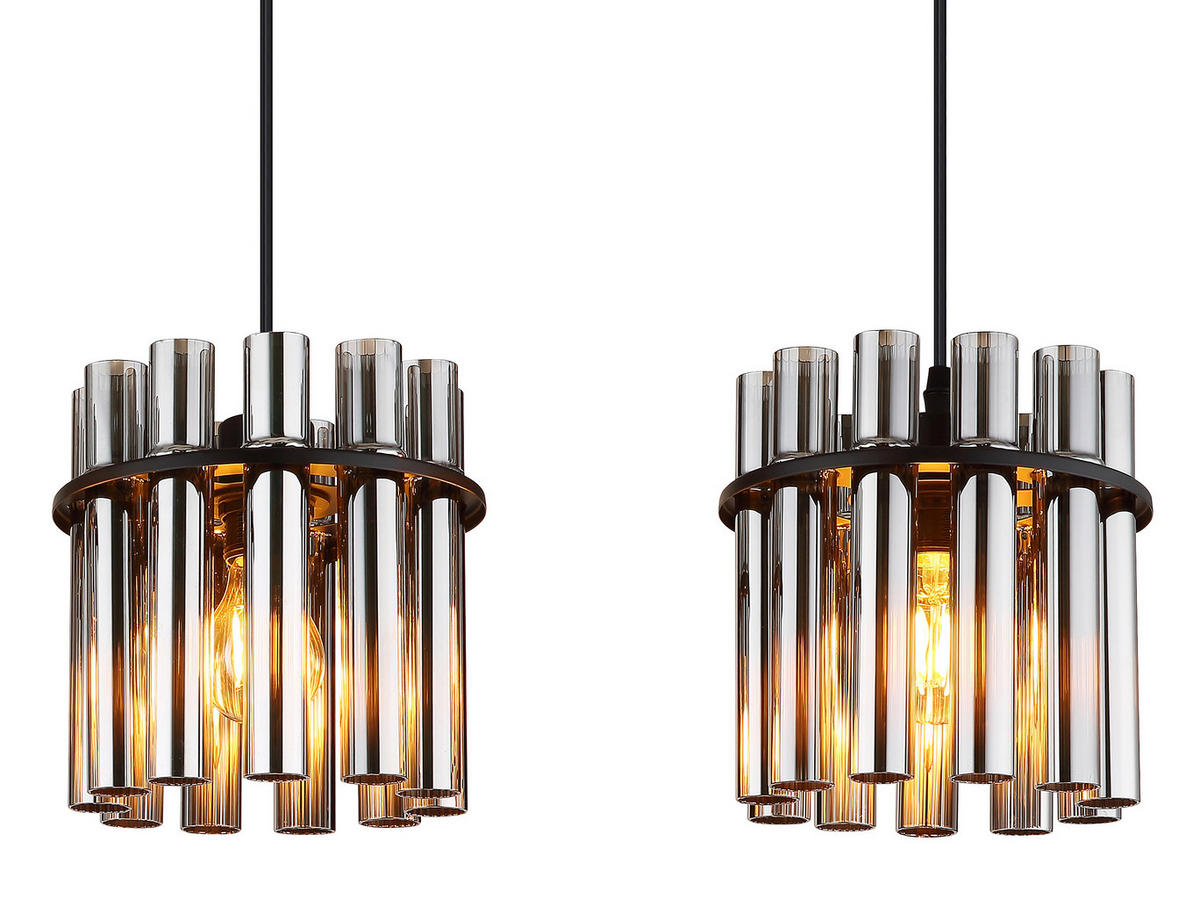 HÄNGELEUCHTE 80/20/120 cm  - Schwarz/Grau, Design, Glas/Kunststoff (80/20/120cm) - Globo