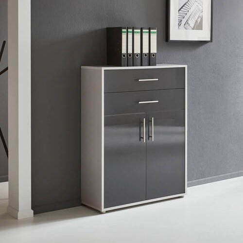 AKTENSCHRANK Grau, Anthrazit Hochglanz - Anthrazit Hochglanz/Grau, MODERN, Holzwerkstoff (84,5/114/33cm) - MID.YOU