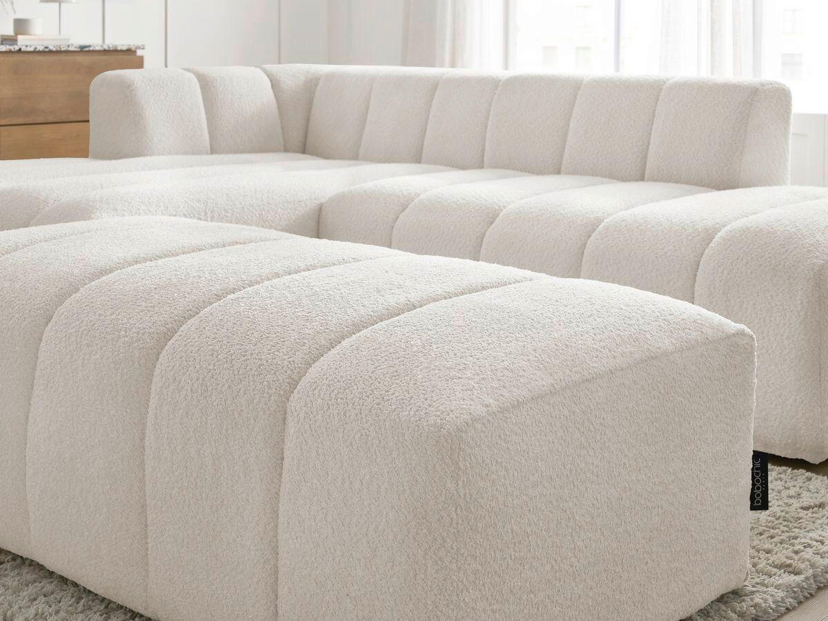 ECKSOFA  ANNECY Weiß Bouclé  - Schwarz/Weiß, MODERN, Kunststoff/Textil (170/262cm)