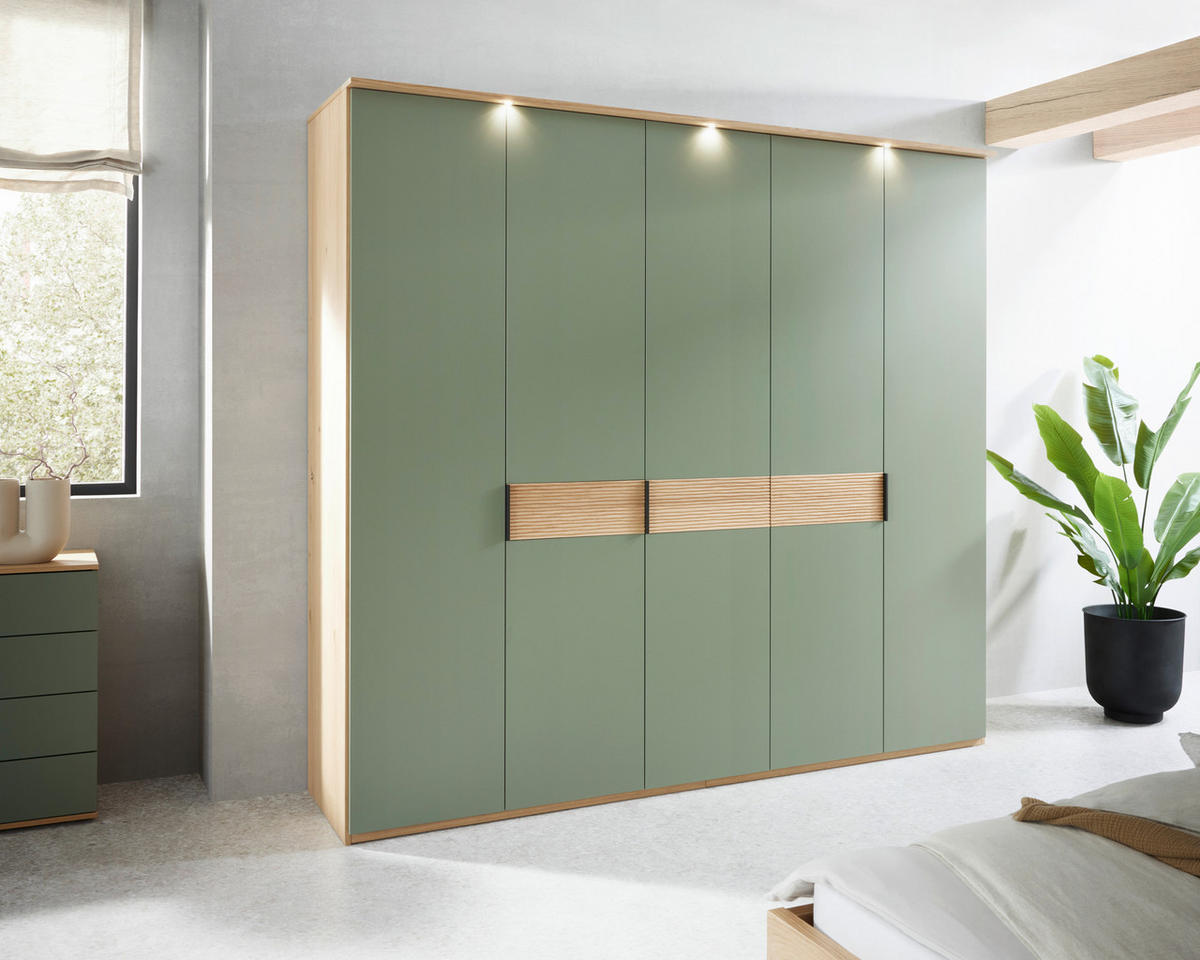 DREHTÜRENSCHRANK 249,6/229,4/59,5 cm 5-türig Olivgrün, Eichefarben  - Eichefarben/Anthrazit, Design, Holz/Holzwerkstoff (249,6/229,4/59,5cm) - Dieter Knoll