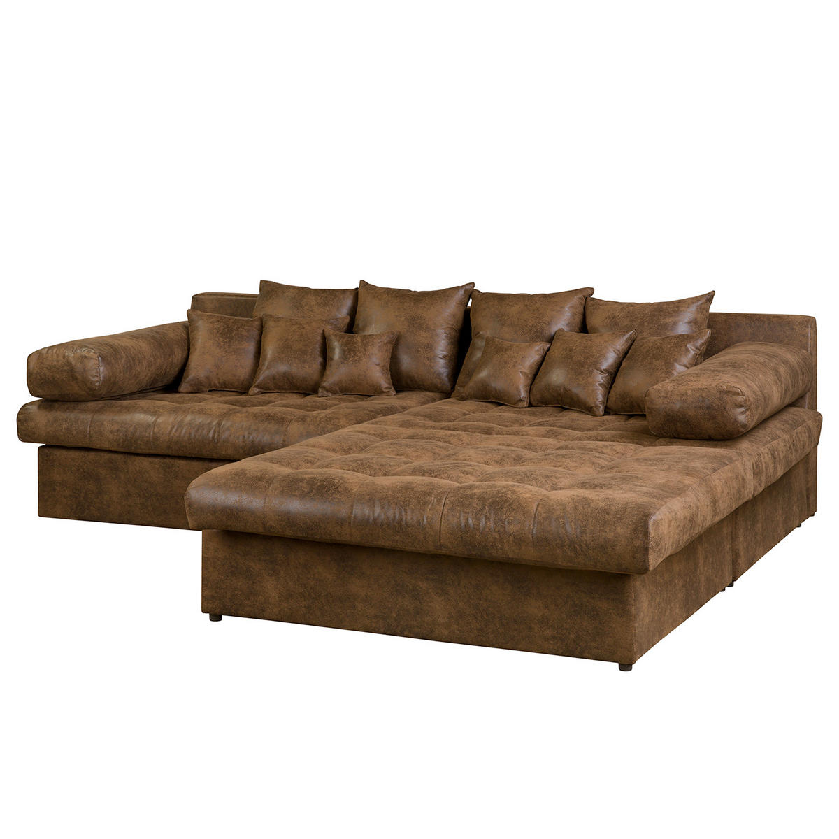 ECKSOFA Naomi in Lederlook Braun Rückenkissen  284/243 cm  - Schwarz/Braun, Design, Kunststoff/Textil (284/243cm) - P & B