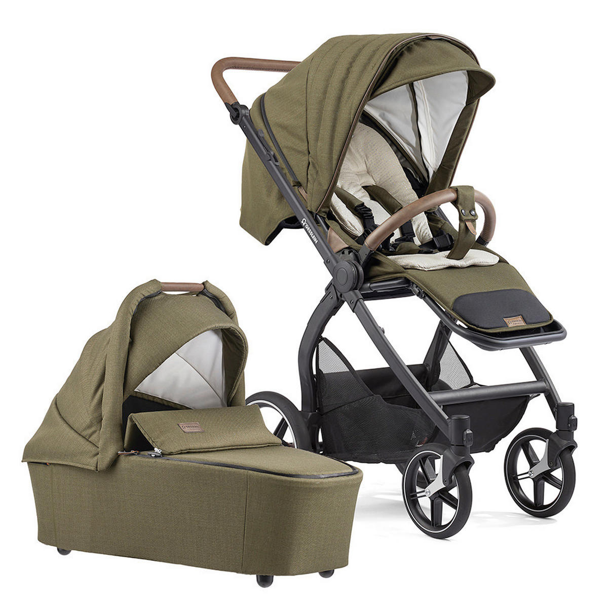 KOMBIKINDERWAGEN FX4 Swing Set  - Salbeigrün/Schwarz, Basics, Textil (100/55/130cm) - Gesslein